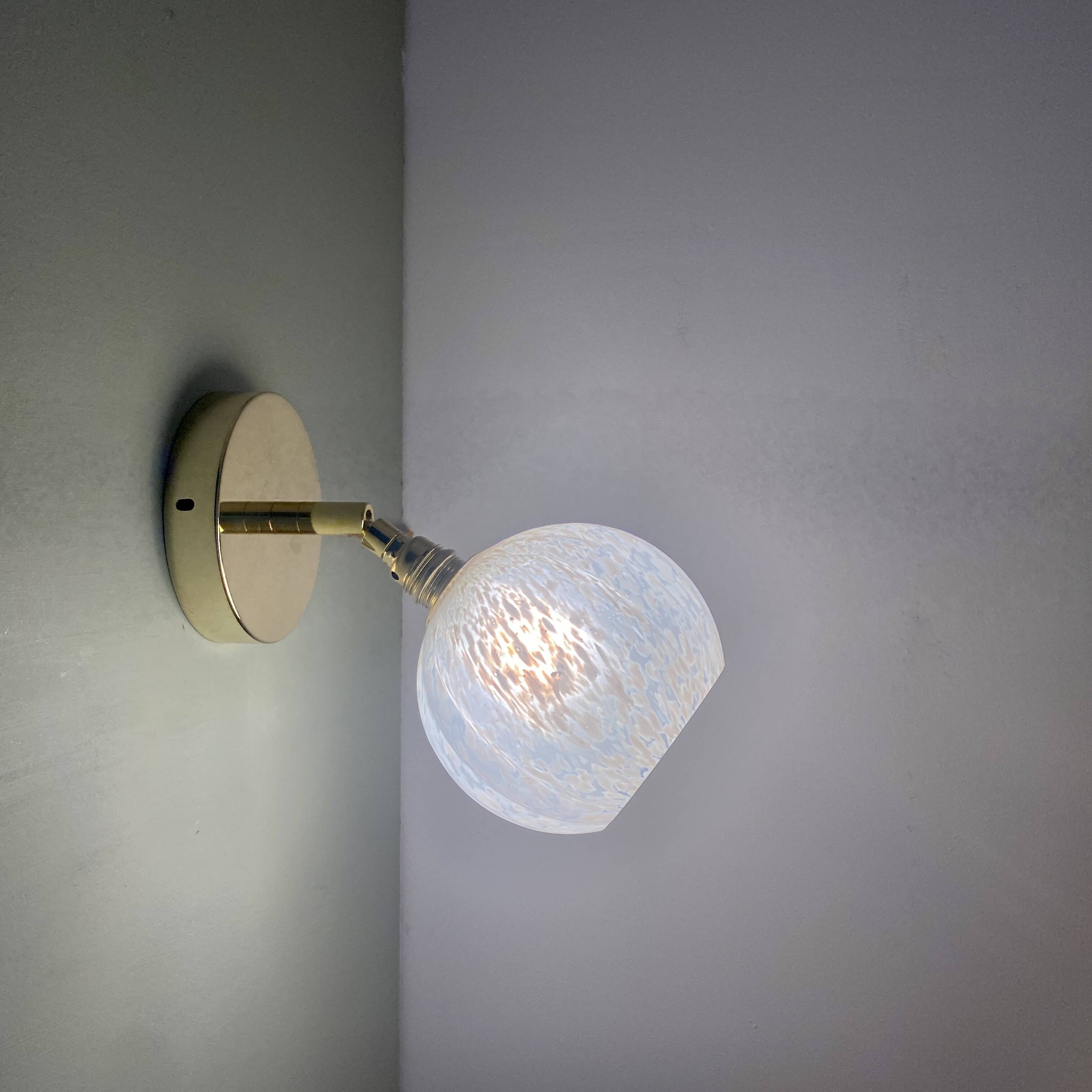 Vintage tulip wall light in white Clichy glass