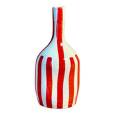 Vase artisanal bouteille creux rayé