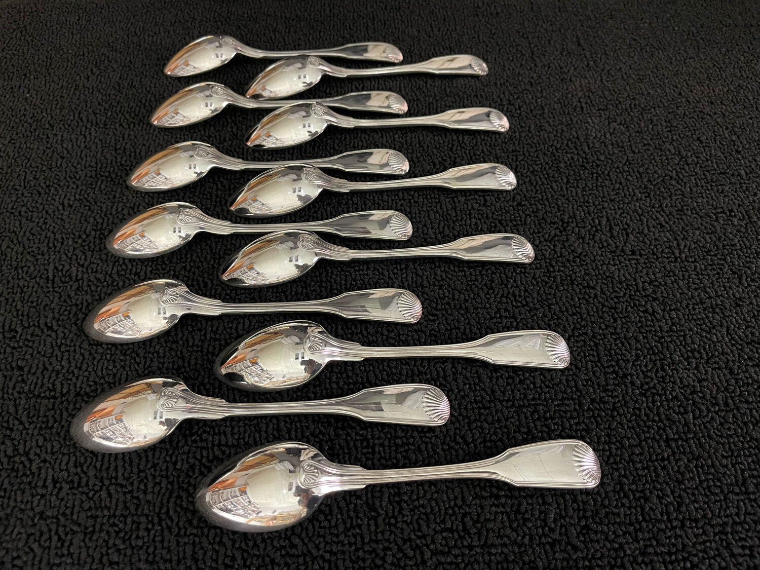 12 cutlery entremets model shell silver metal
