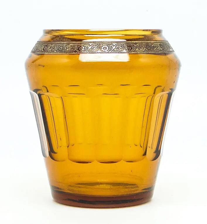 Art Deco vase, honey glass, Bohemia, Czechoslovakia, 1930s