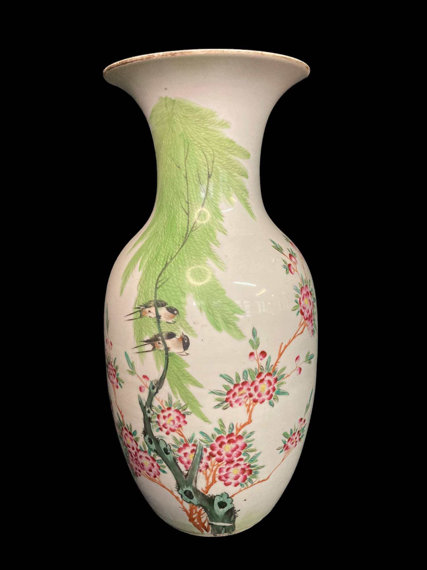 China, large old polychrome porcelain vase, late 19th century