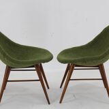 1960s Pair of Restored Shell Chairs in Bouclé, Czechoslovakia