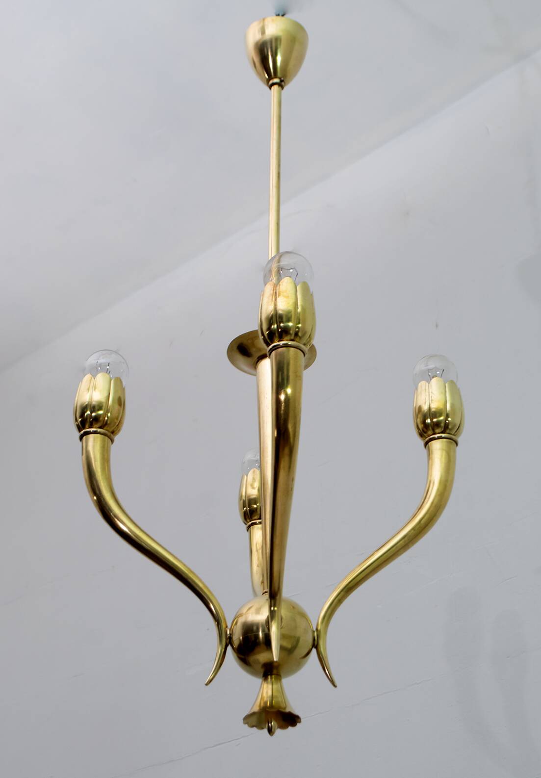 Art Deco Italian Brass Chandelier, 1940s