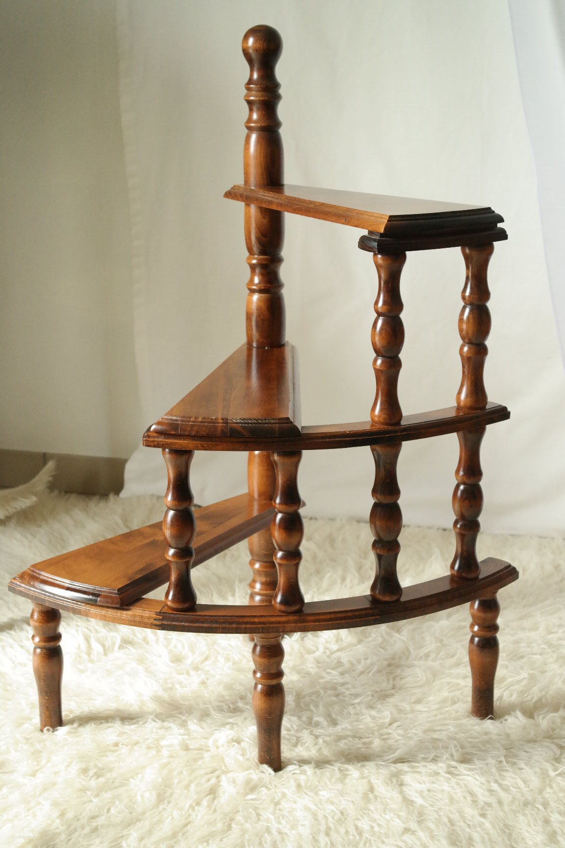 Vintage Beech Library Staircase Shelf