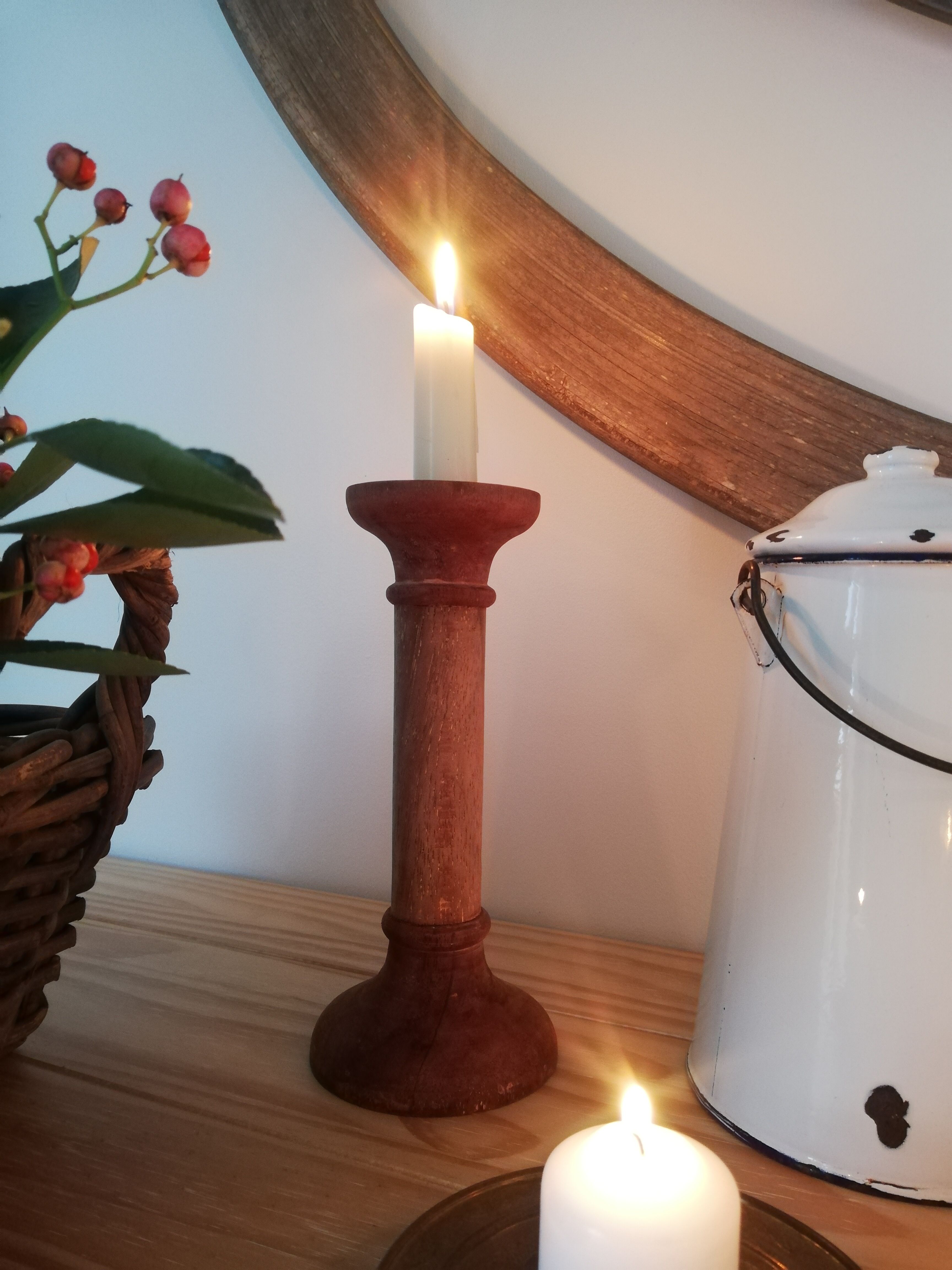 Vintage wooden candle holder