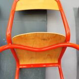 Set of 4 vintage deparaillé school chairs