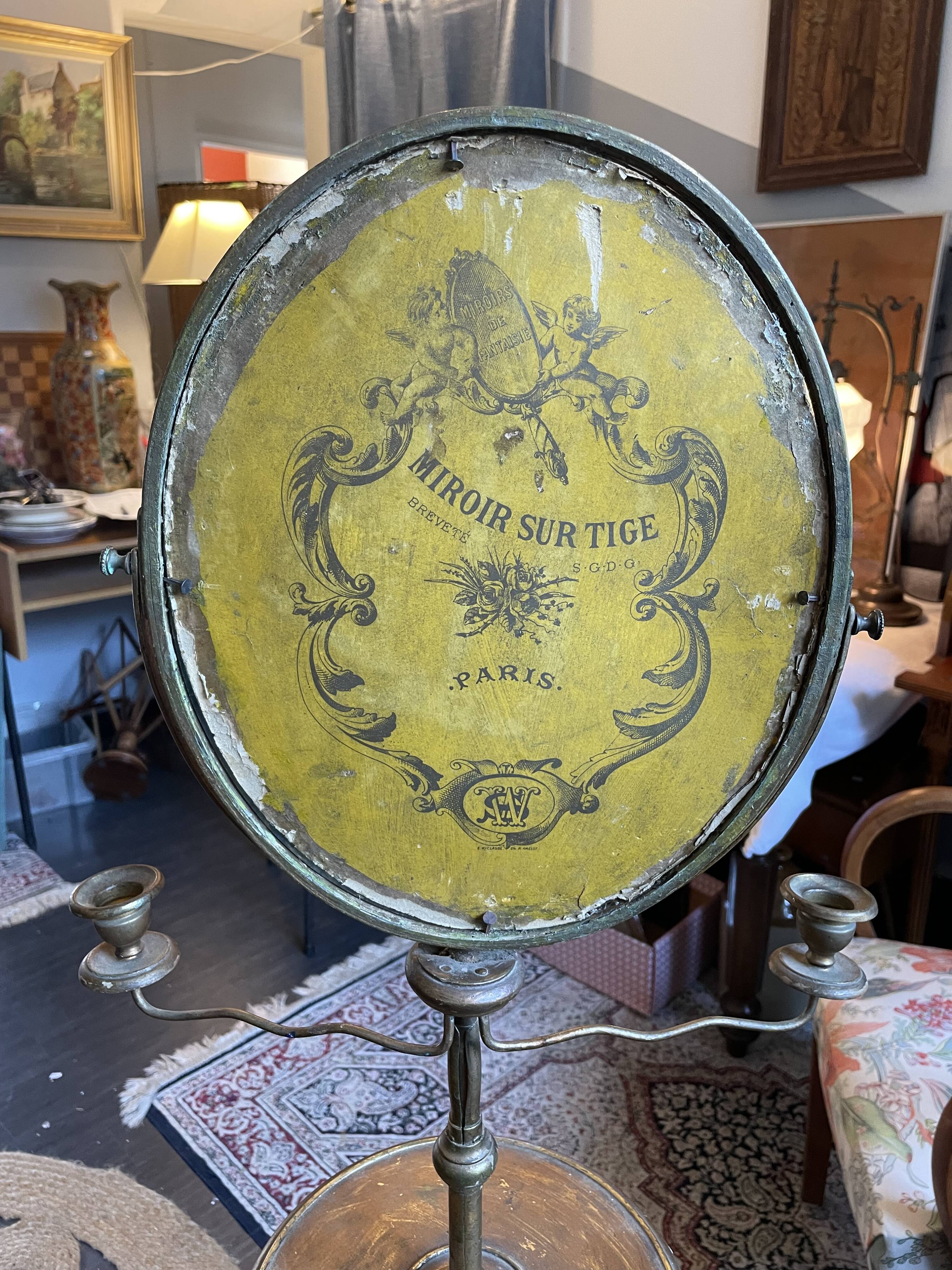 Old brass barber mirror