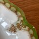 Vintage serving dish with green and gilt defects, Limoges porcelain