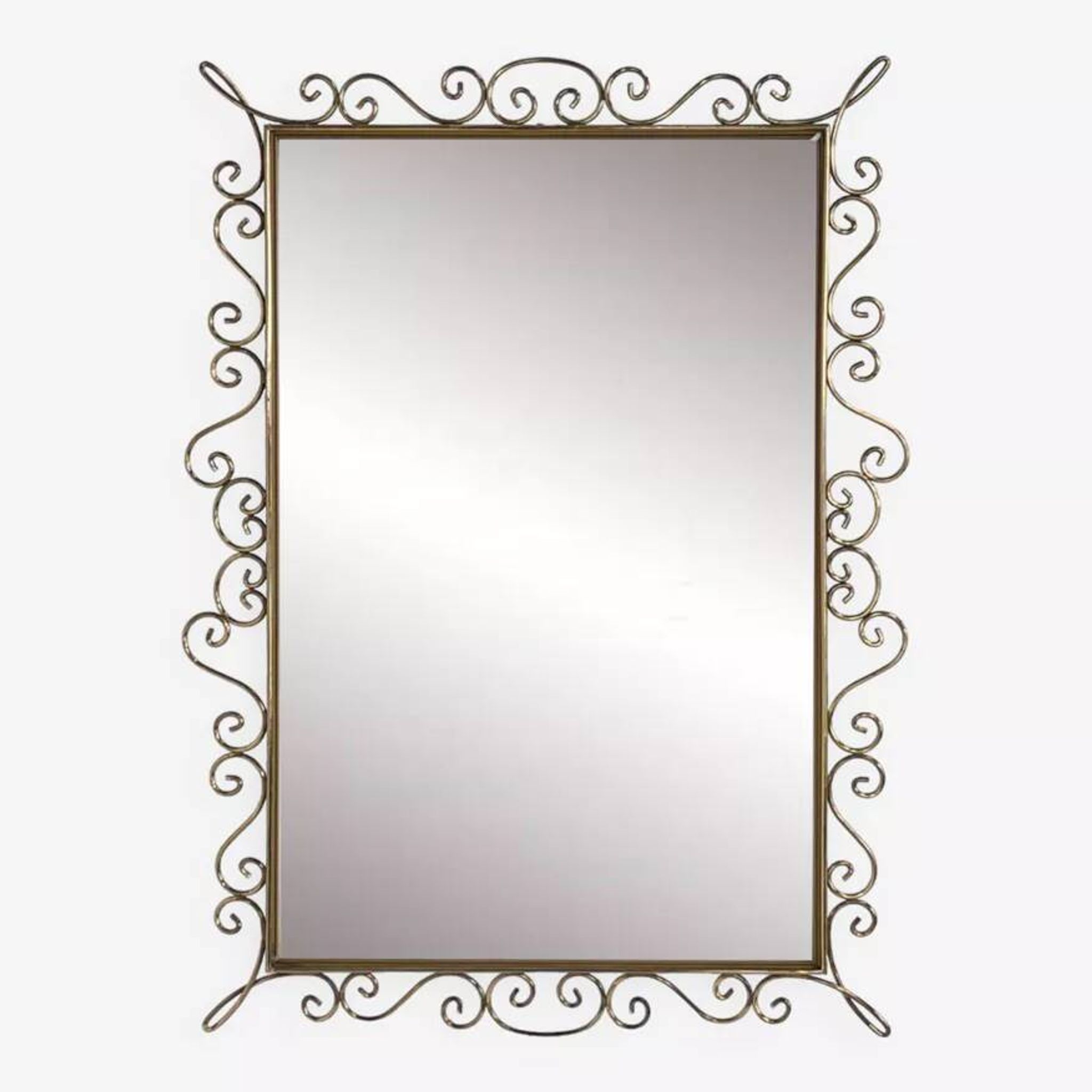 Miroir rectangulaire années 50 -60 sur cadre laiton