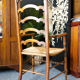 Arts & crafts solid oak ladder back occasional chair with rush seat