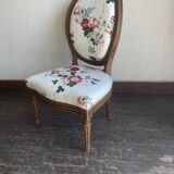 Nursing chair medallion Louis XVI 19th Sanderson chintz with flowers