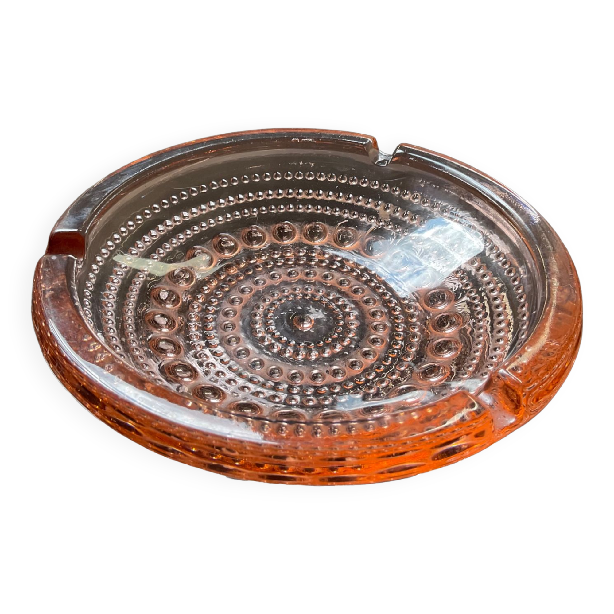 Vintage ashtray in pink glass 70s