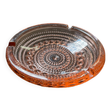 Cendrier vintage en verre rose années 70