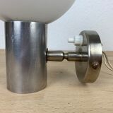 Wall lamp opaline globe aluminum 70s space age