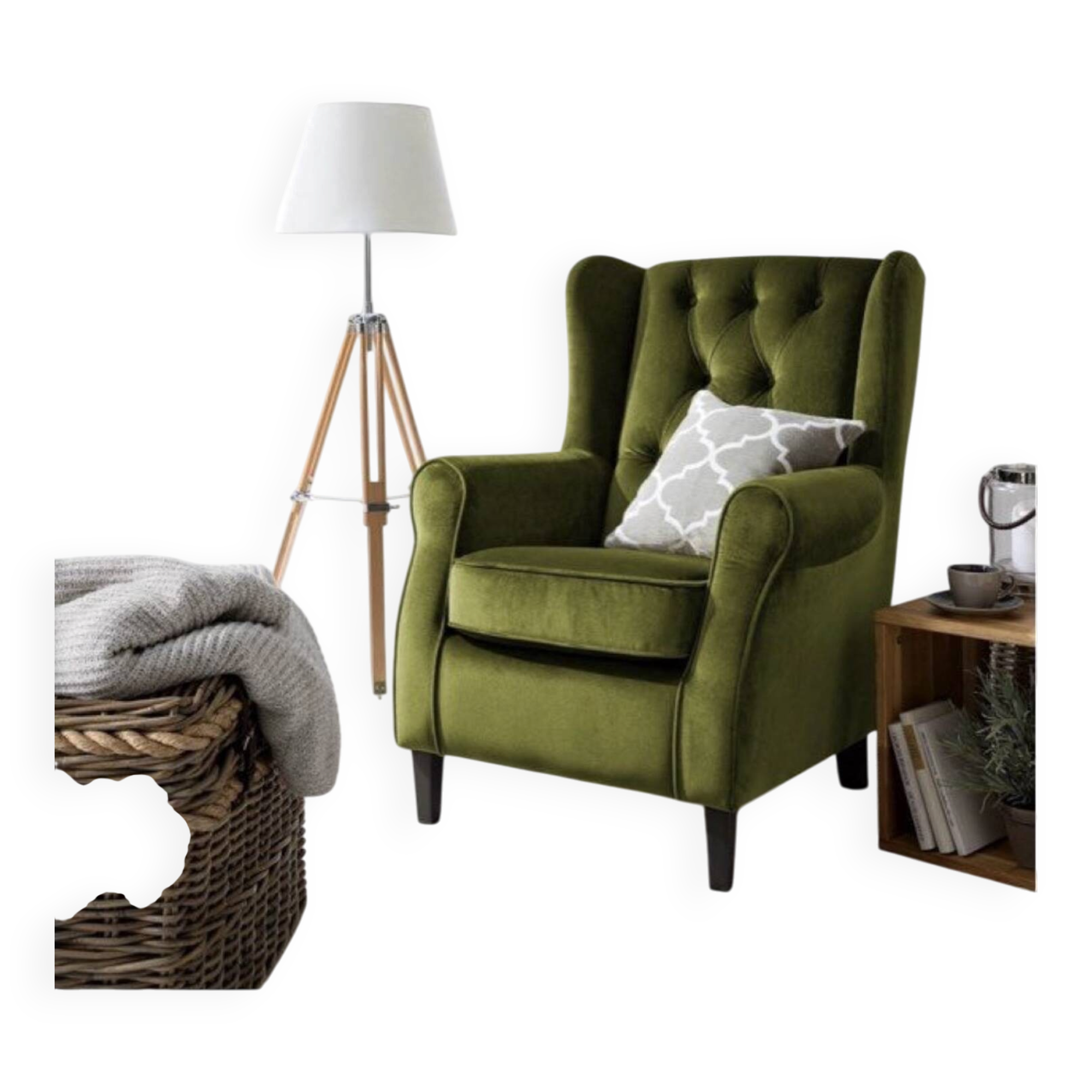 Scandinavian / vintage olive green armchair