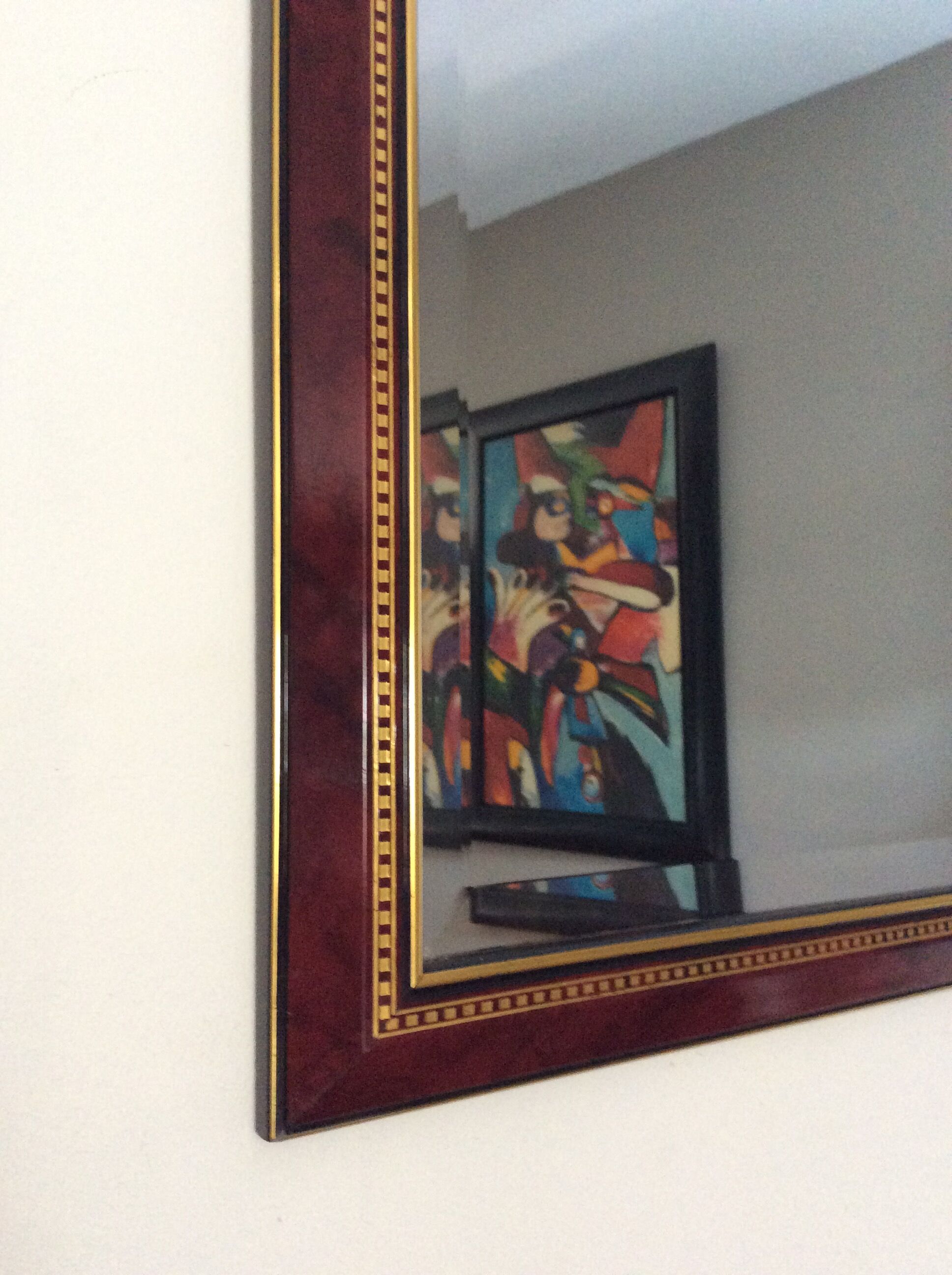 Italian-style wooden beveled mirror
