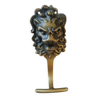 Porte Manteau mural/Patère Tête de Lion Art Déco. En bronze doré/19cm
