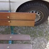 Old garden bench with cast iron feet