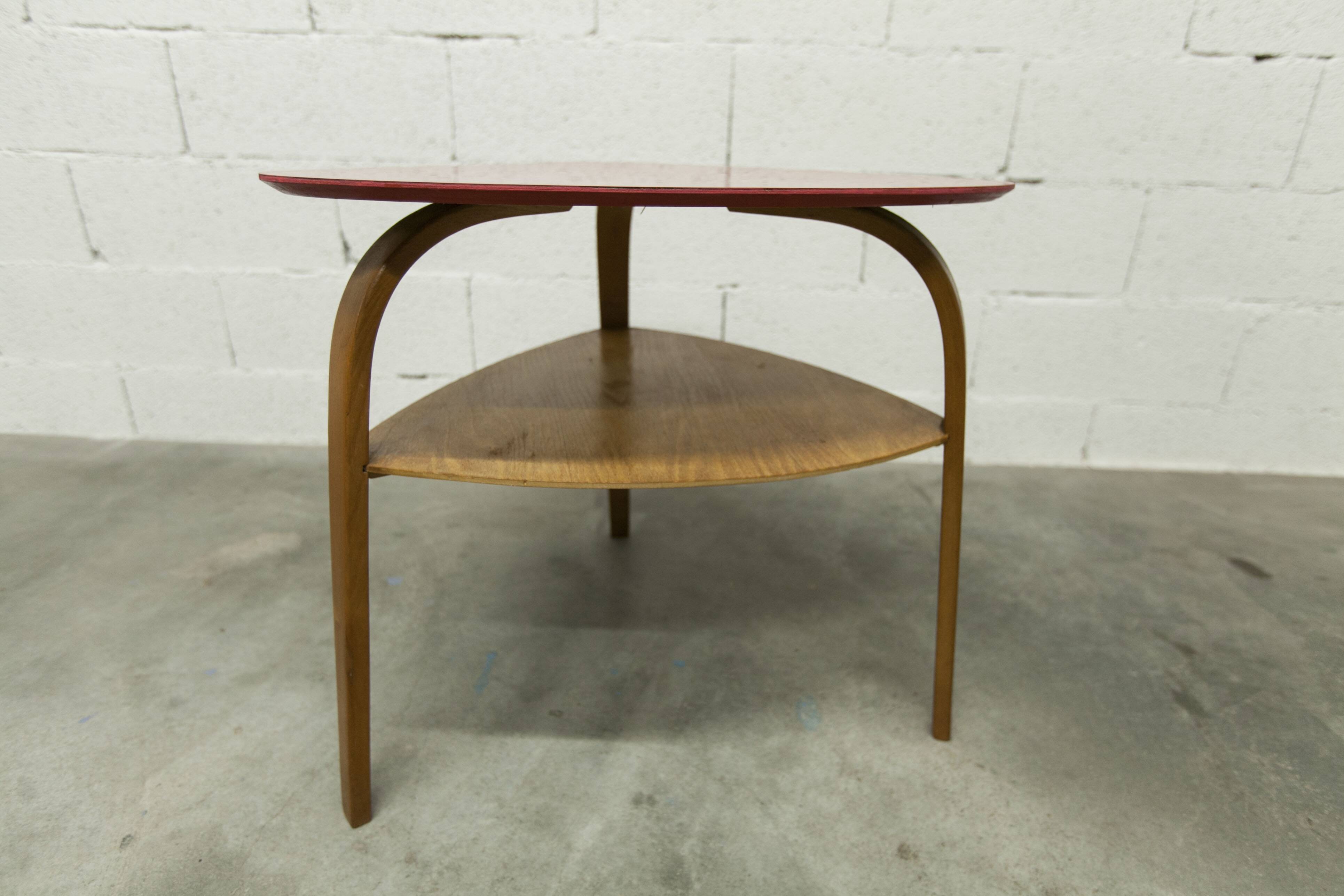 Baumann "bowwood" tripod coffee table designed by Hugues Steiner 1960