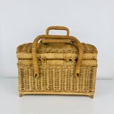 Vintage rattan basket, 1960s