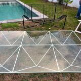 Table basse xxl verre pied métal design 80’s authentique