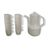 Service à café / expresso de bistrot vintage 10 tasses avec cafetière - Porcelaine blanche