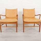 Set of 2 vintage Ole Wanscher chairs | Colonial chair | Leather