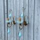 Pair of vintage turquoise blue opaline glass bead sconces