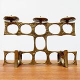 Brutalist metal candlestick from the mid-century by Heinz Goll