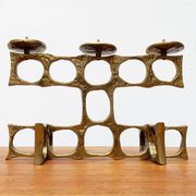 Brutalist metal candlestick from the mid-century by Heinz Goll