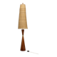 1960s Parker Knoll wooden table lamp with wicker shade, Britain