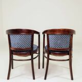 Pair of restored Art Deco style Thonet armchairs in jacquard.