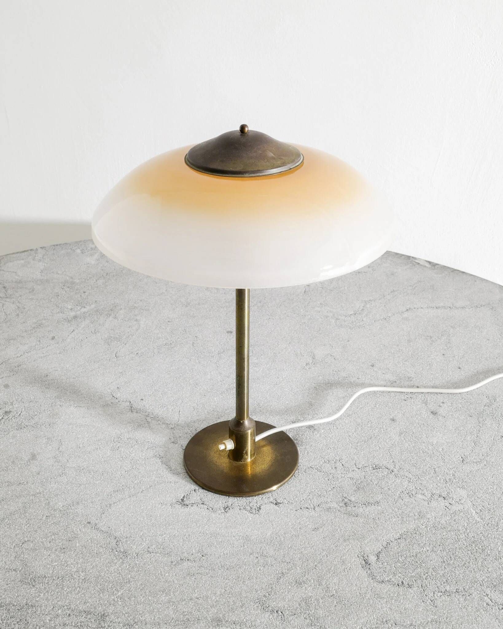 Vintage Danish Mid Century Fog & Mørup Table Lamp in Brass & Glass, 1950s