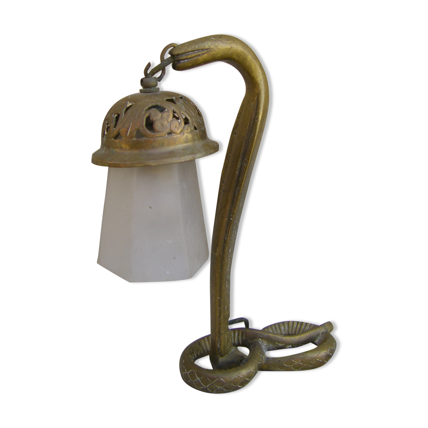 Lampe serpent en bronze orientale