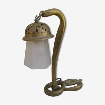 Lampe serpent en bronze orientale