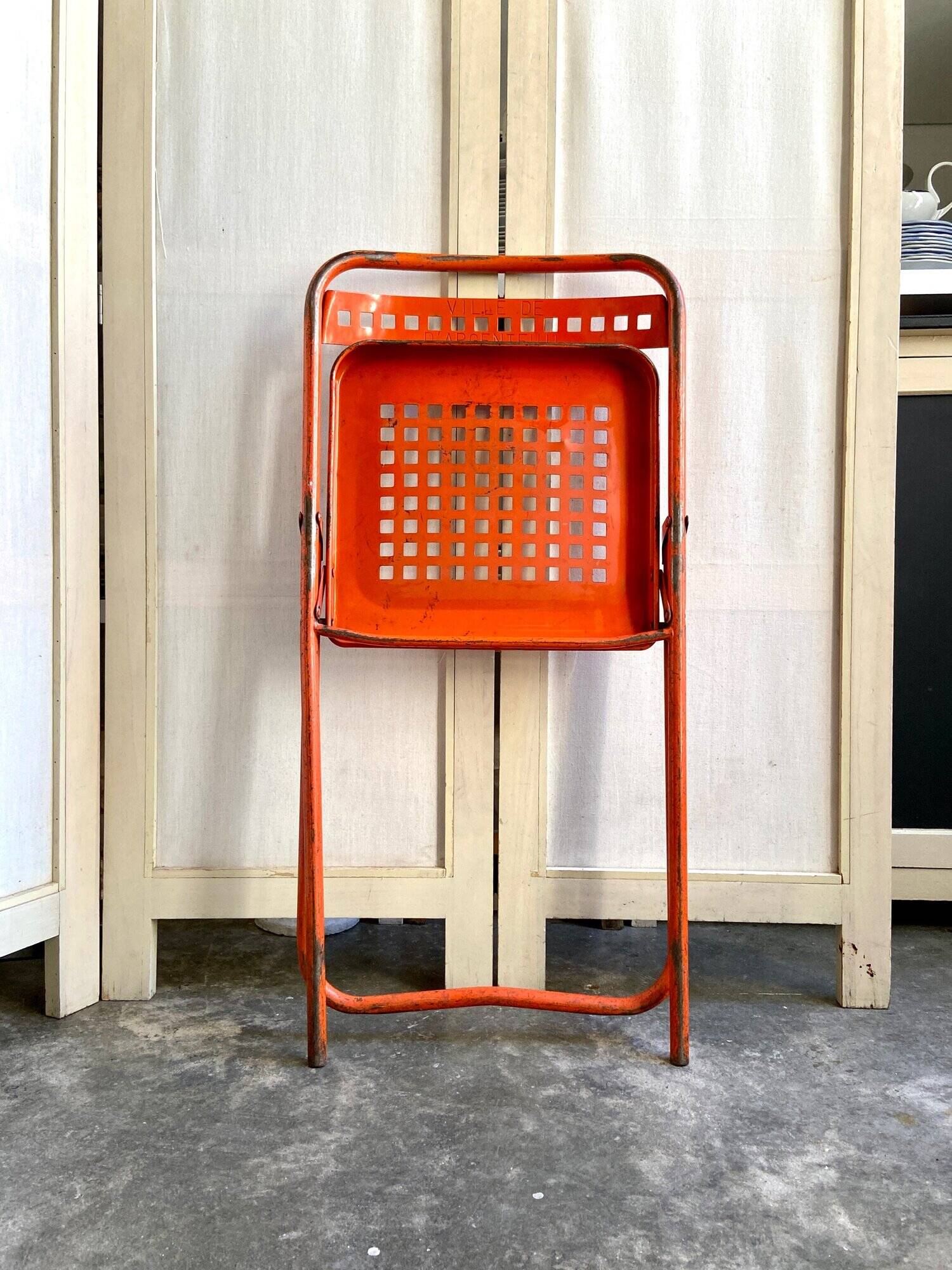 Ancien Fauteuil De Camping Pliant Orange – Vintage Et Plein De Charme
