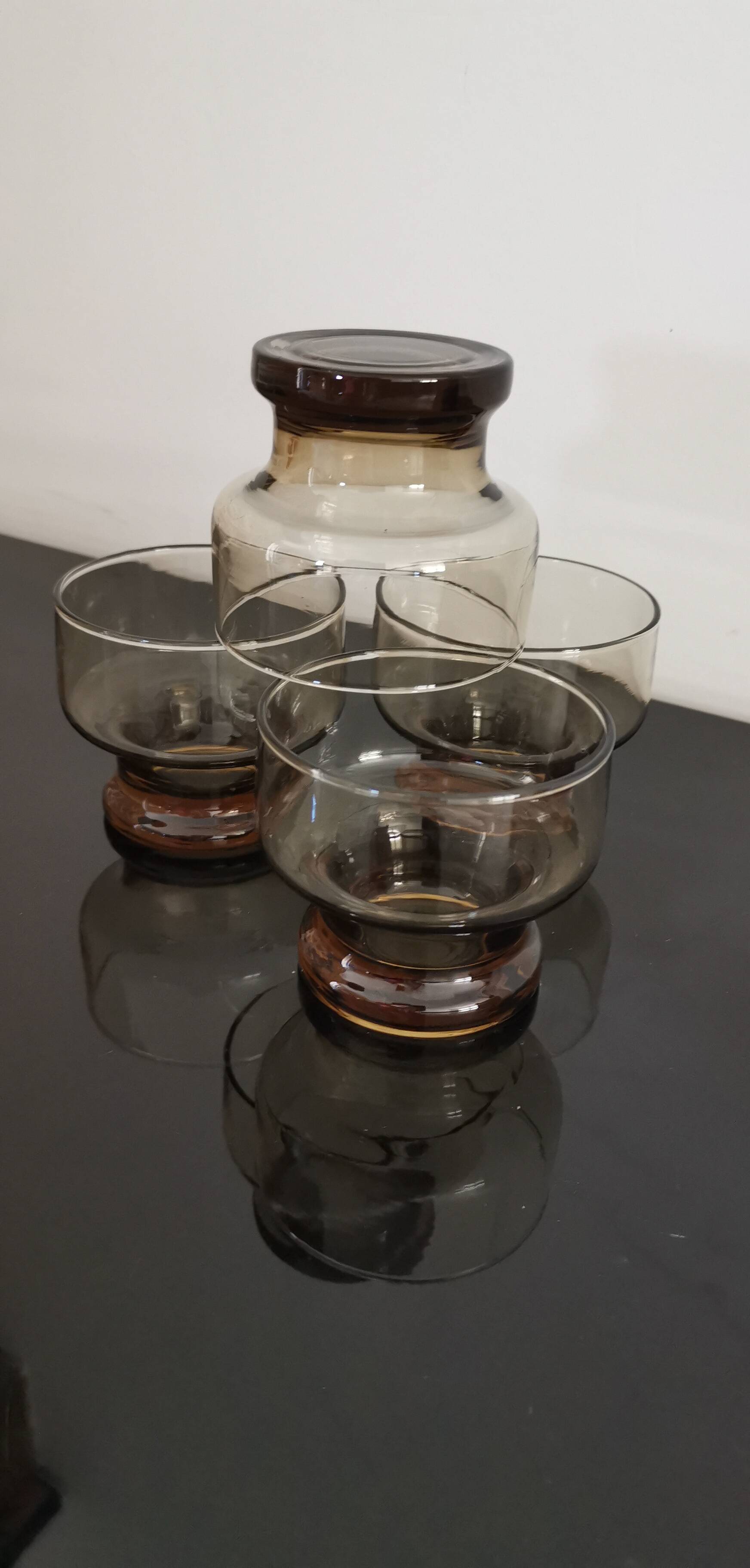 4 vintage 70s smoked glasses