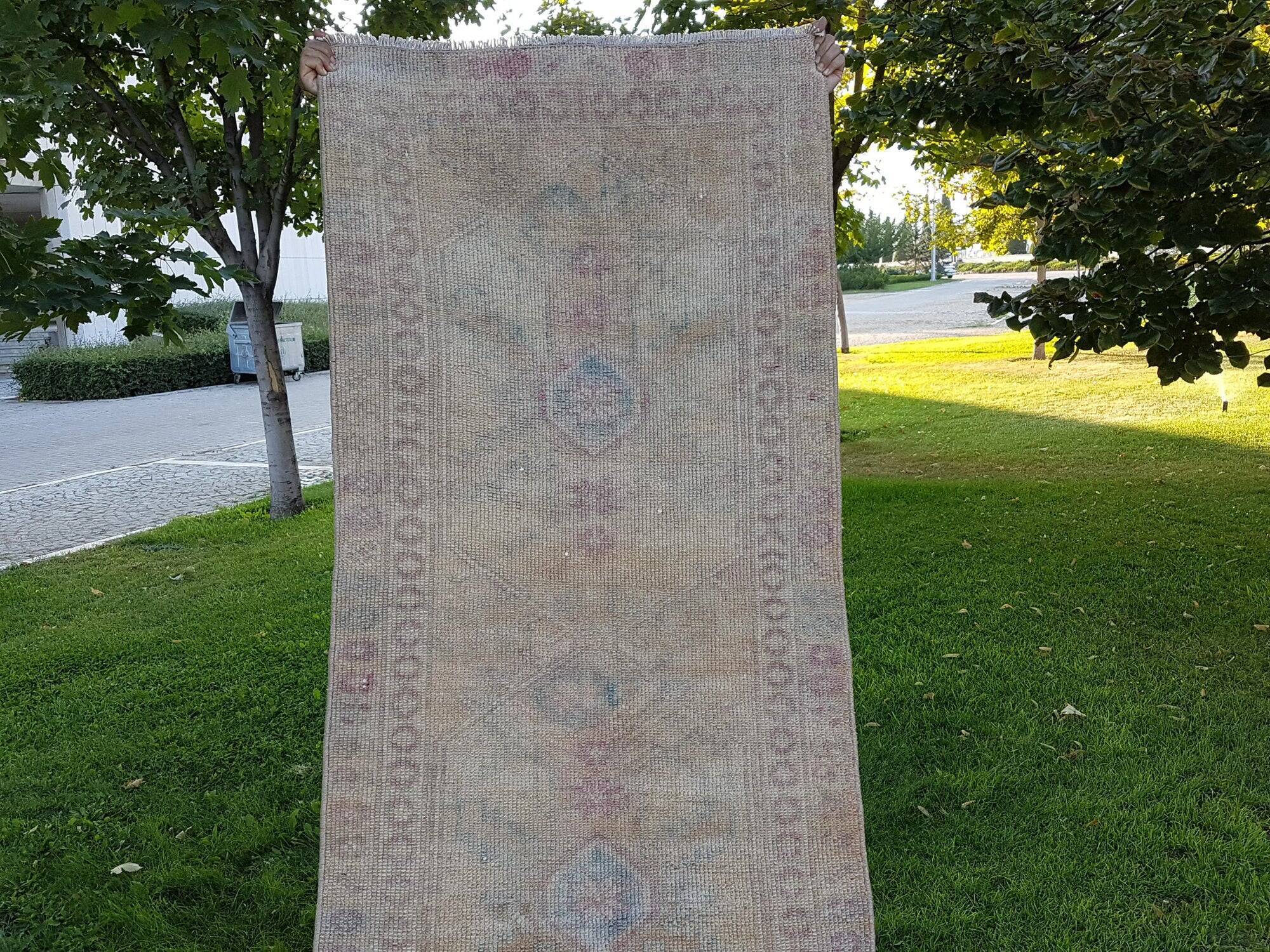 Vintage Turkish hallway rug 87x370 cm