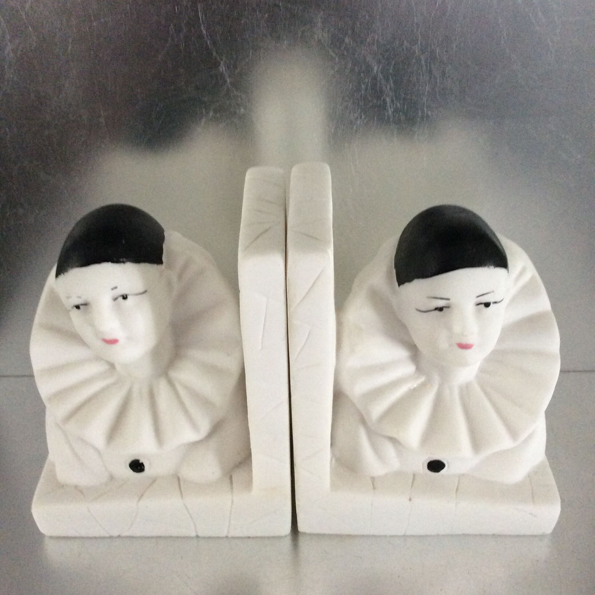 Pair of Pierrot bookends from the 70s-80s