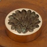 Bronze ashtray by Monique Gerber, flower imprint, 1970s.
