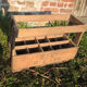 Old box with 10 wooden bottles -bc