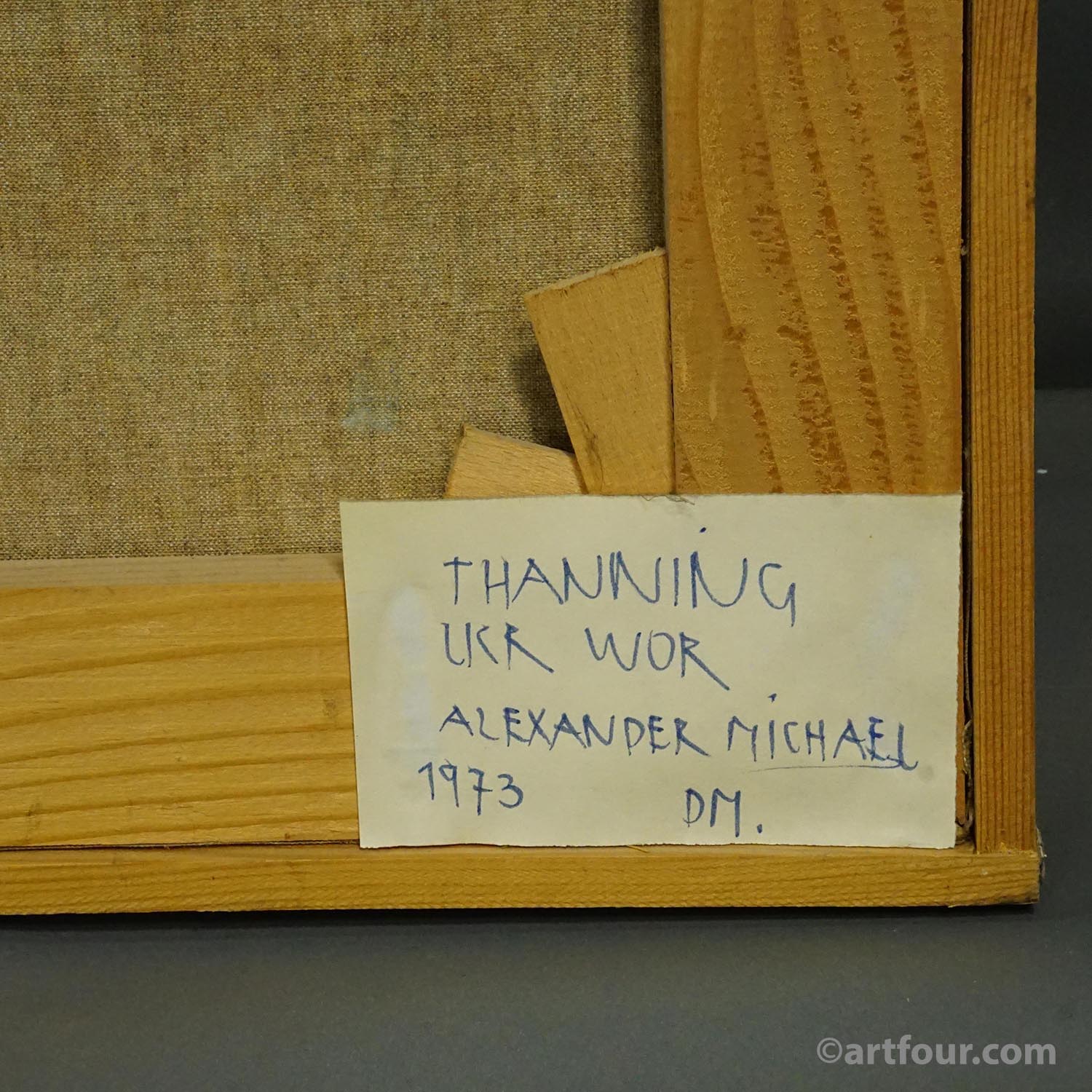 Vintage oil painting of a Bavarian village, Alexander Michael 1973.