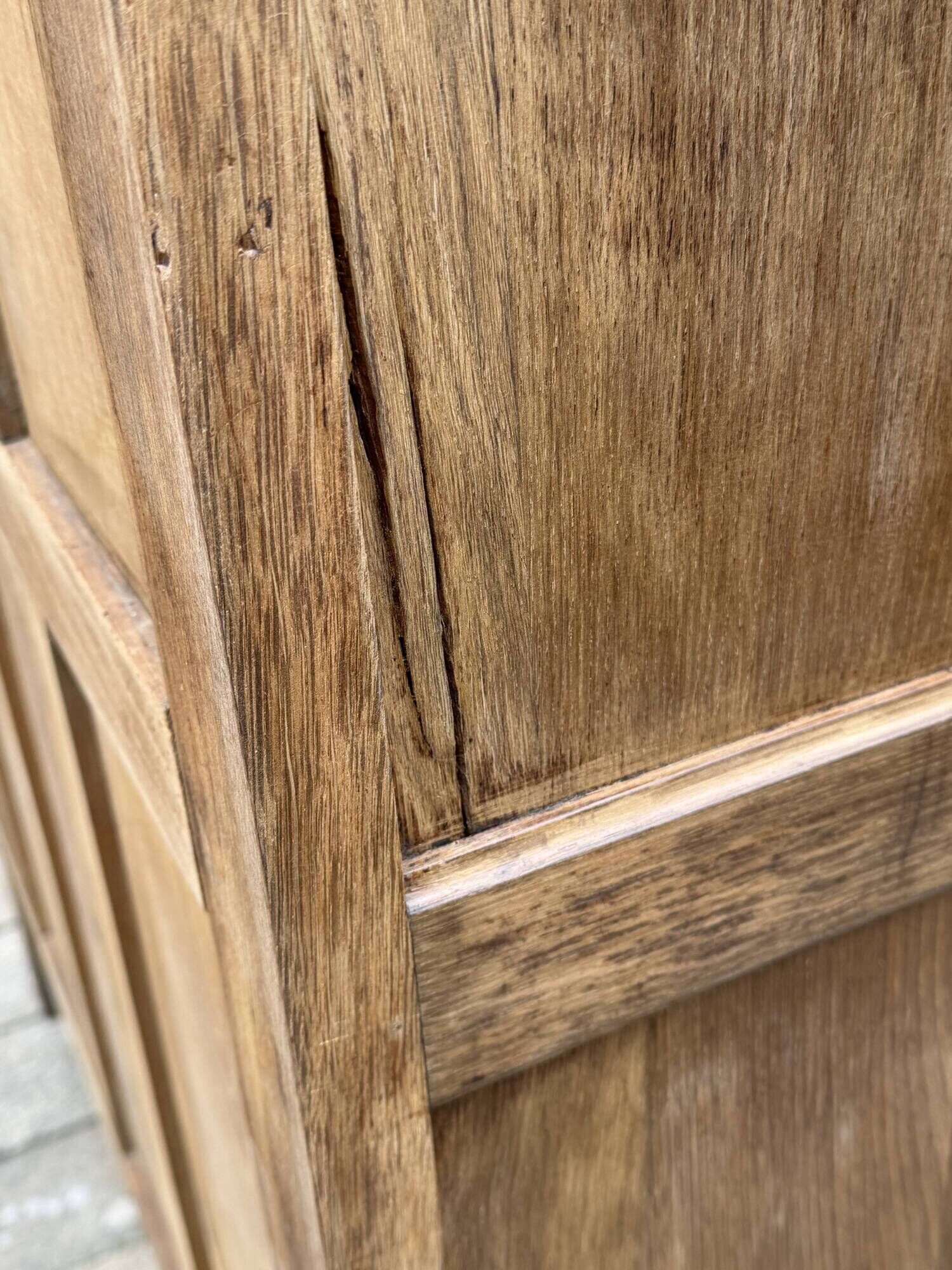 Art Deco bonnetière wardrobe from Paris in raw and solid oak.
