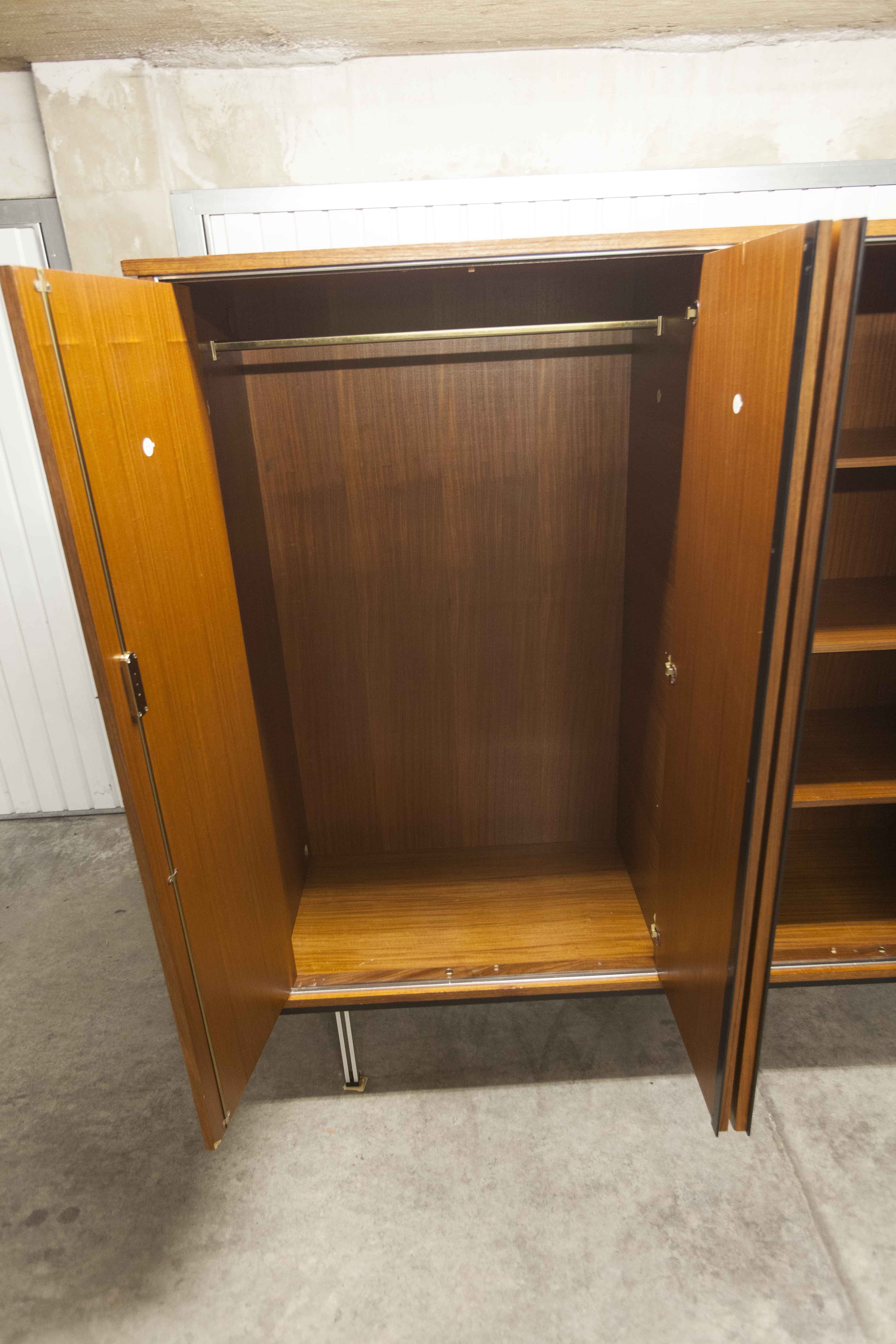 Wardrobe 1970 teak 4 doors half wardrobe half shelf 182 cm