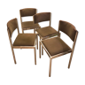 Lot de 4 chaises chrome et velours marron 70