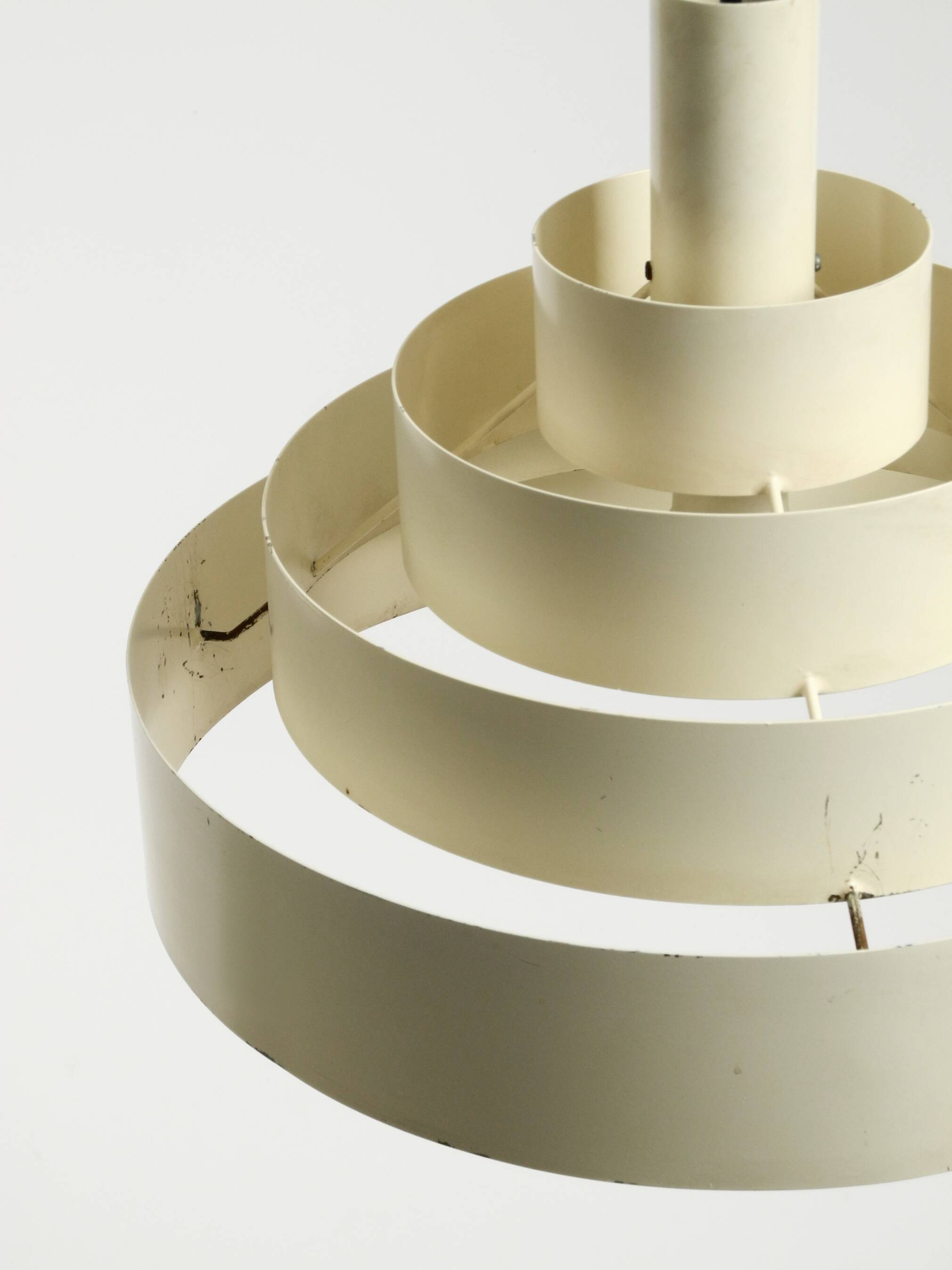 1960s Space Age heavy solid slatted metal pendant lamp