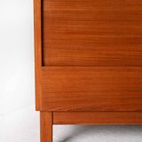 Scandinavian Teak Filing Cabinet with Tambour Doors
