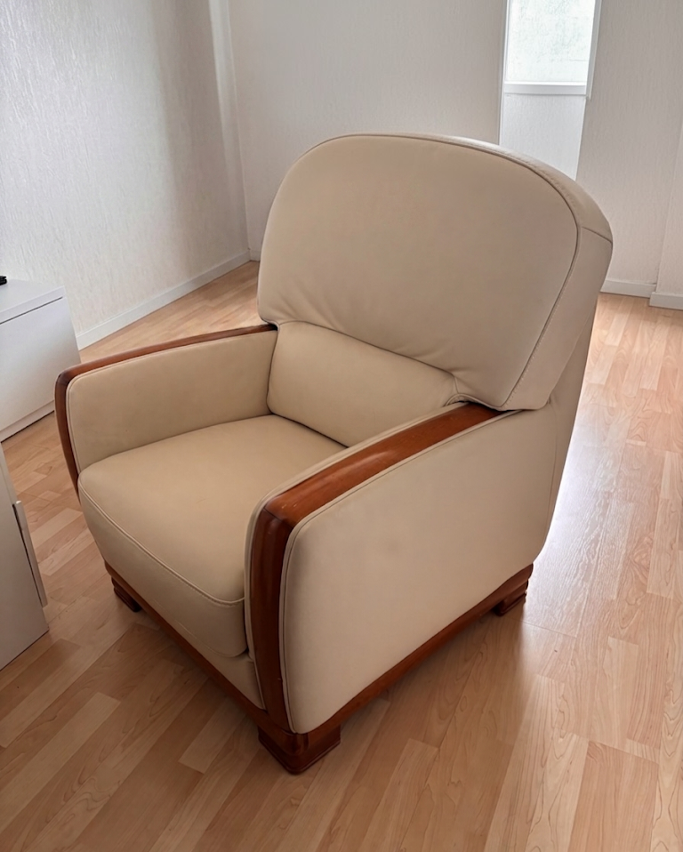 Fauteuil beige Bellino cuir camif meris