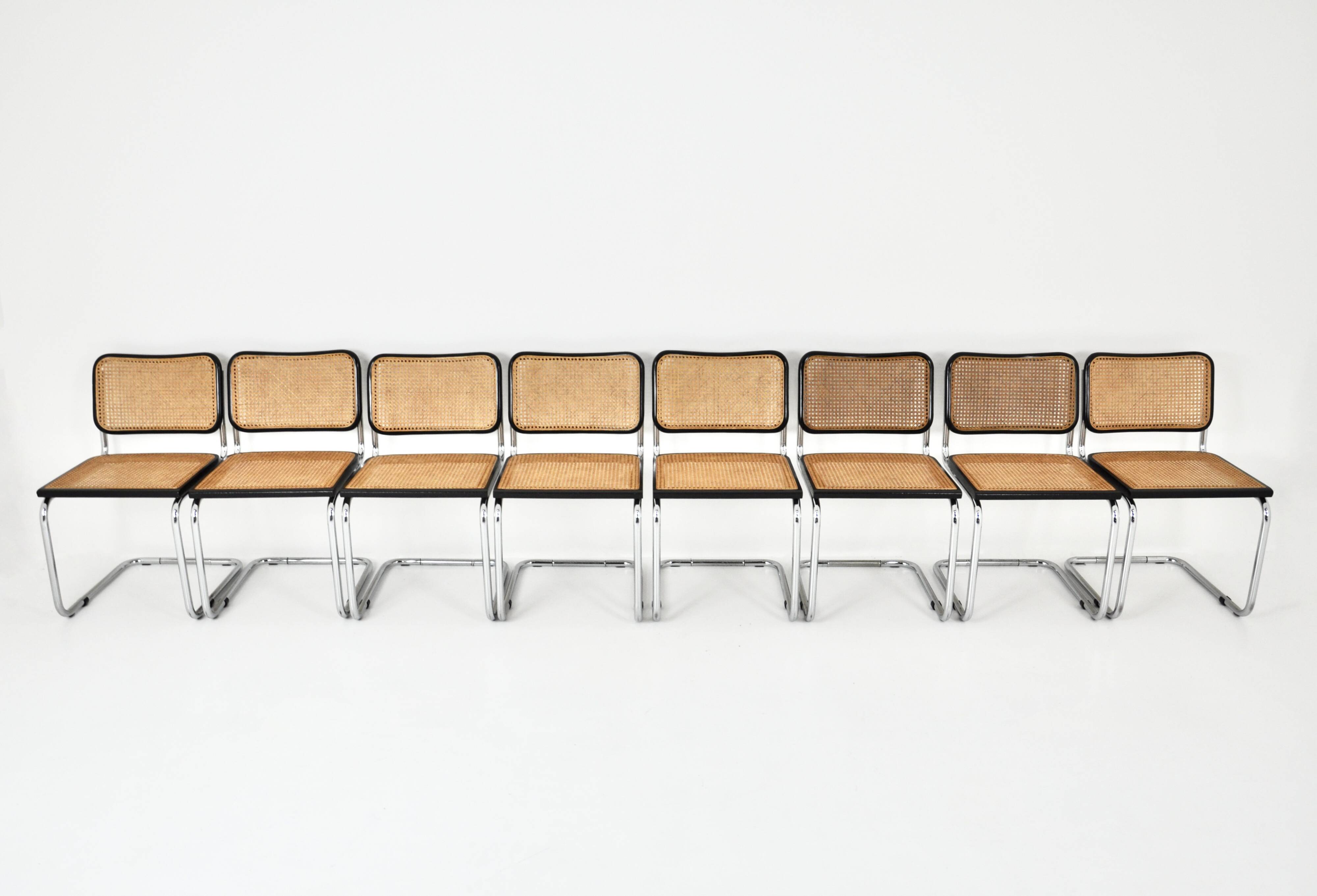 Set of 8 Style B32 dining room chairs by Marcel Breuer