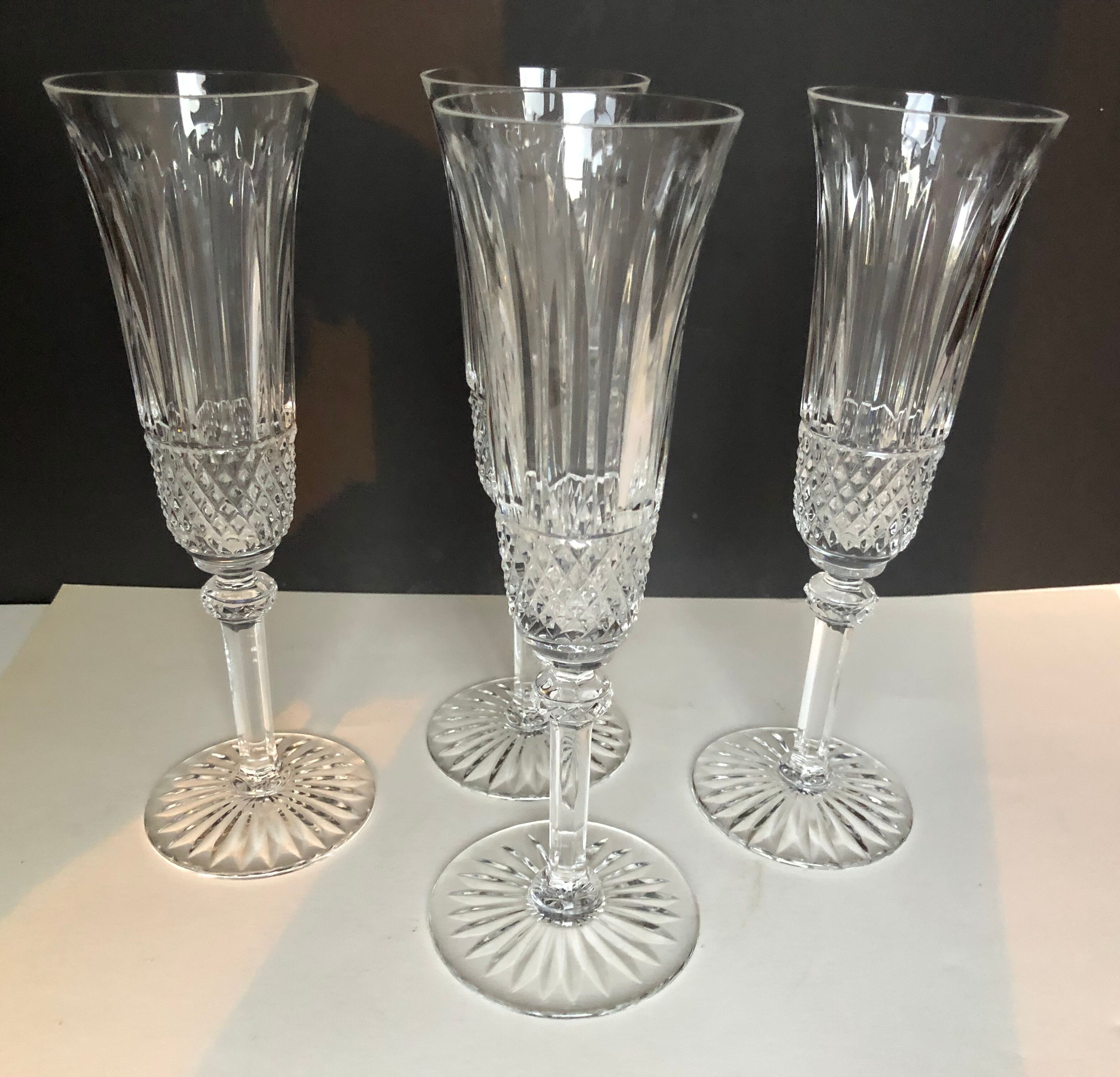 4 Saint Louis crystal champagne flutes, Tommy model